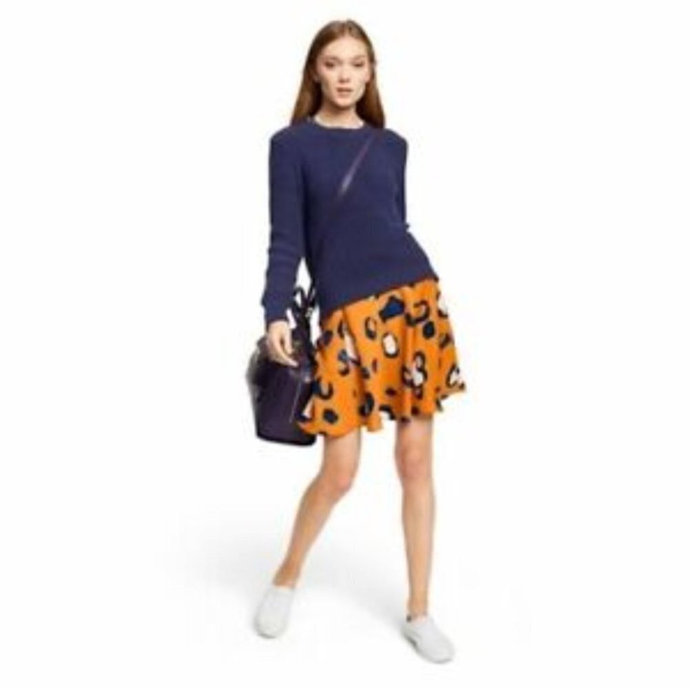 Philip Lim For Target Orange & Blue Leopard Print Skirt Size 2
